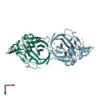 PDB entry 2vy0 coloured by chain, top view.