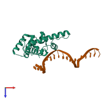 PDB entry 2vy1 coloured by chain, top view.