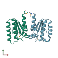 PDB entry 2vy9 coloured by chain, front view.