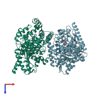 PDB entry 2vya coloured by chain, top view.