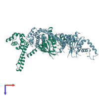 PDB entry 2vyf coloured by chain, top view.