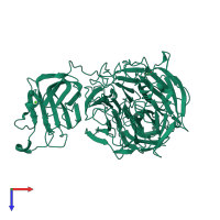 PDB entry 2vz1 coloured by chain, top view.