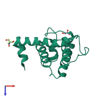 Monomeric assembly 1 of PDB entry 2vzc coloured by chemically distinct molecules, top view.