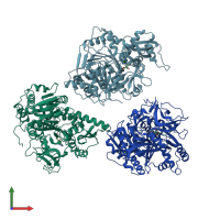 PDB entry 2vze coloured by chain, front view.