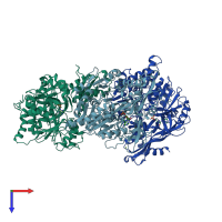 PDB entry 2vze coloured by chain, top view.