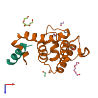 PDB entry 2vzg coloured by chain, top view.