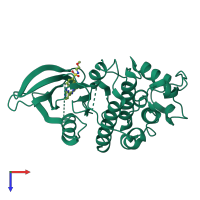 PDB entry 2w05 coloured by chain, top view.