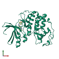 PDB entry 2w06 coloured by chain, front view.