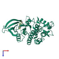 PDB entry 2w06 coloured by chain, top view.