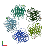 PDB entry 2w08 coloured by chain, front view.