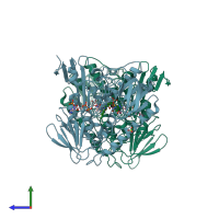 PDB entry 2w0h coloured by chain, side view.