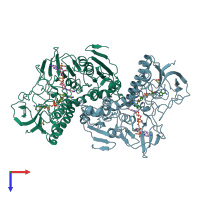 PDB entry 2w0h coloured by chain, top view.