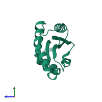 Monomeric assembly 1 of PDB entry 2w0i coloured by chemically distinct molecules, side view.