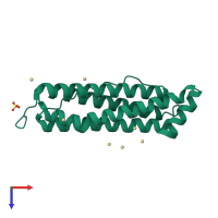 PDB entry 2w0o coloured by chain, top view.