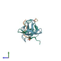 PDB entry 2w10 coloured by chain, side view.