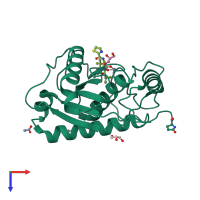 PDB entry 2w13 coloured by chain, top view.