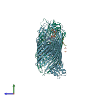 PDB entry 2w16 coloured by chain, side view.