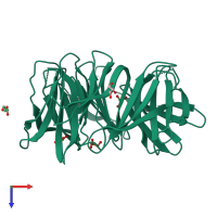 PDB entry 2w18 coloured by chain, top view.