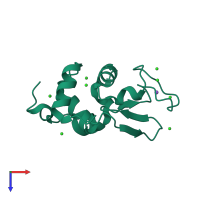 PDB entry 2w1l coloured by chain, top view.