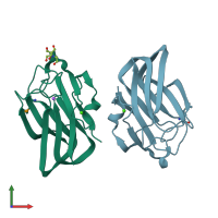 PDB entry 2w1s coloured by chain, front view.