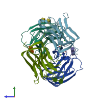 PDB entry 2w1u coloured by chain, side view.