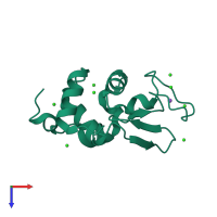 PDB entry 2w1y coloured by chain, top view.