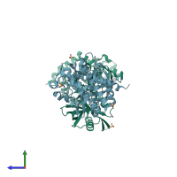 PDB entry 2w1z coloured by chain, side view.