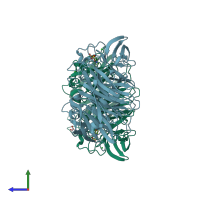 PDB entry 2w20 coloured by chain, side view.