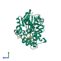 PDB entry 2w22 coloured by chain, side view.