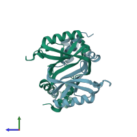 PDB entry 2w25 coloured by chain, side view.