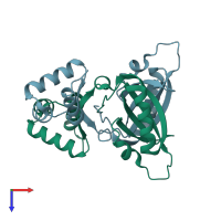 PDB entry 2w25 coloured by chain, top view.