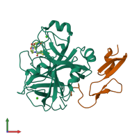 PDB entry 2w26 coloured by chain, front view.