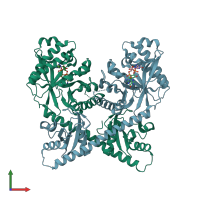 PDB entry 2w27 coloured by chain, front view.