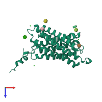 PDB entry 2w2e coloured by chain, top view.