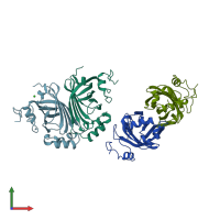 PDB entry 2w2f coloured by chain, front view.