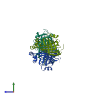 PDB entry 2w2f coloured by chain, side view.