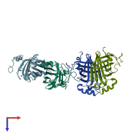 PDB entry 2w2f coloured by chain, top view.