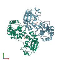PDB entry 2w2g coloured by chain, front view.