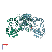 PDB entry 2w2g coloured by chain, top view.