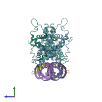 PDB entry 2w2h coloured by chain, side view.