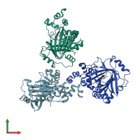PDB entry 2w2i coloured by chain, front view.