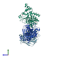 PDB entry 2w2i coloured by chain, side view.