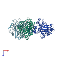 PDB entry 2w2i coloured by chain, top view.