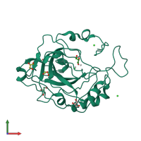 PDB entry 2w2j coloured by chain, front view.