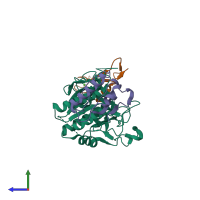 PDB entry 2w2o coloured by chain, side view.