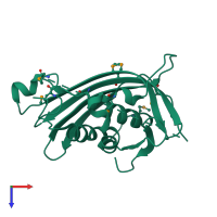 PDB entry 2w2r coloured by chain, top view.