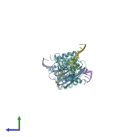 PDB entry 2w35 coloured by chain, side view.