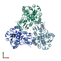 PDB entry 2w37 coloured by chain, front view.