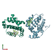 PDB entry 2w3l coloured by chain, front view.