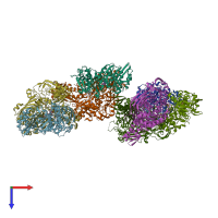 PDB entry 2w3s coloured by chain, top view.